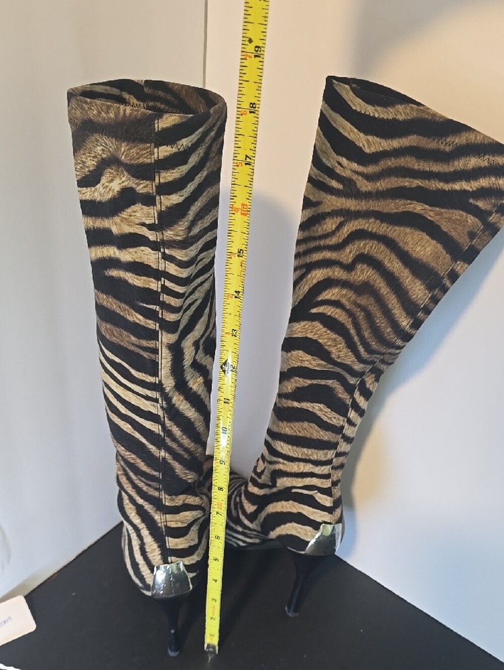 Couture Donald J. Pliner Zebra-Print Calf-Hair Knee-High Stiletto Boots - Picture 4 of 11